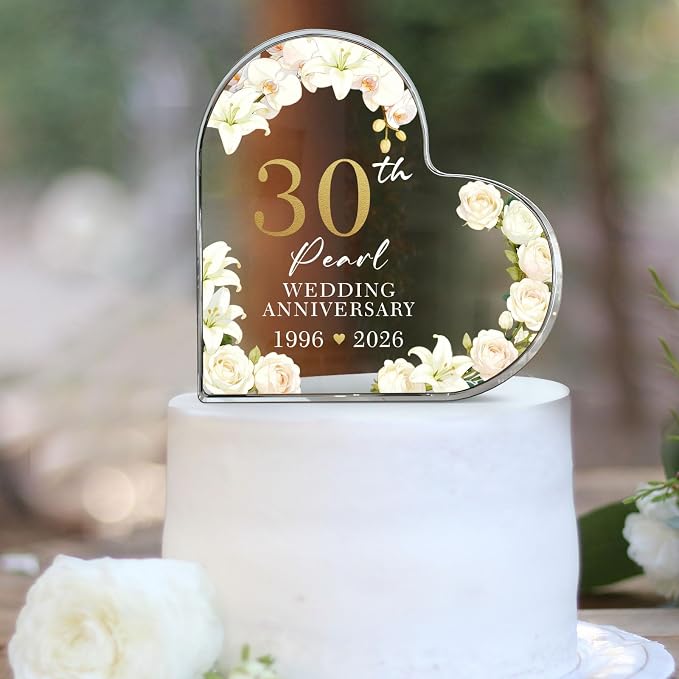 30th Wedding Anniversary Acrylic Cake Topper,30th Anniversary Decorations & Keepsake Gift for Couples(30th Anniversary)