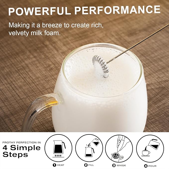 Milk Frother, Mini Mixer for Coffee Latte Matcha, Gift (White)