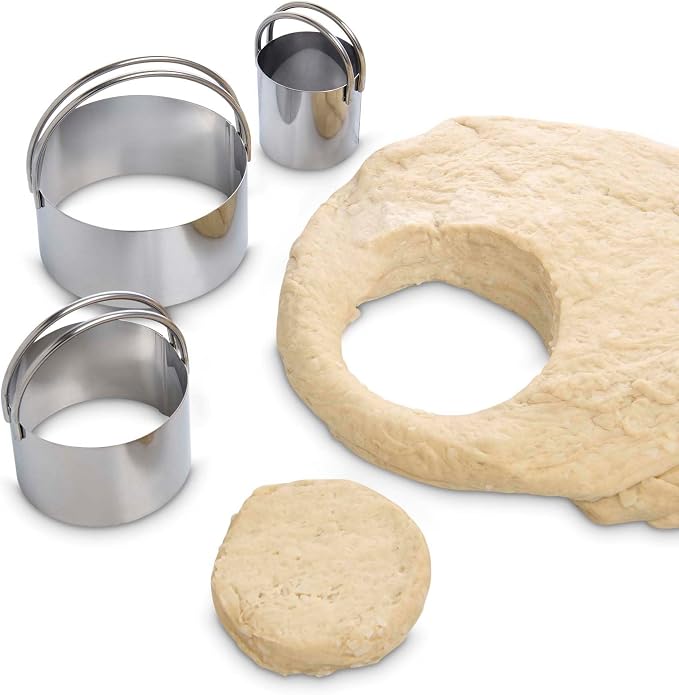 Mrs. Anderson’s Baking Biscuit Cutters with Handles, Stainless Steel, Straight-Edge Round, Set of 3-Sizes