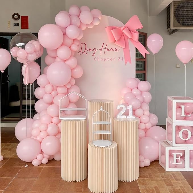 Voircoloria 130pcs Light Pink Balloons Different Sizes 18" 12" 10" 5" Pastel Pink Balloons for Birthday Party, Baby Shower, Wedding, Gender Reveal, Baby Shower, Anniversary Party Decorations