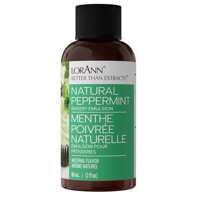 LorAnn Oils Peppermint Bakery Emulsion: True Essence, Ideal for Boosting Fruit Tones in Cakes, Cookies & Desserts, Gluten-Free, Keto-Friendly, Extract Substitute Essential for Your Kitchen, 2 Oz