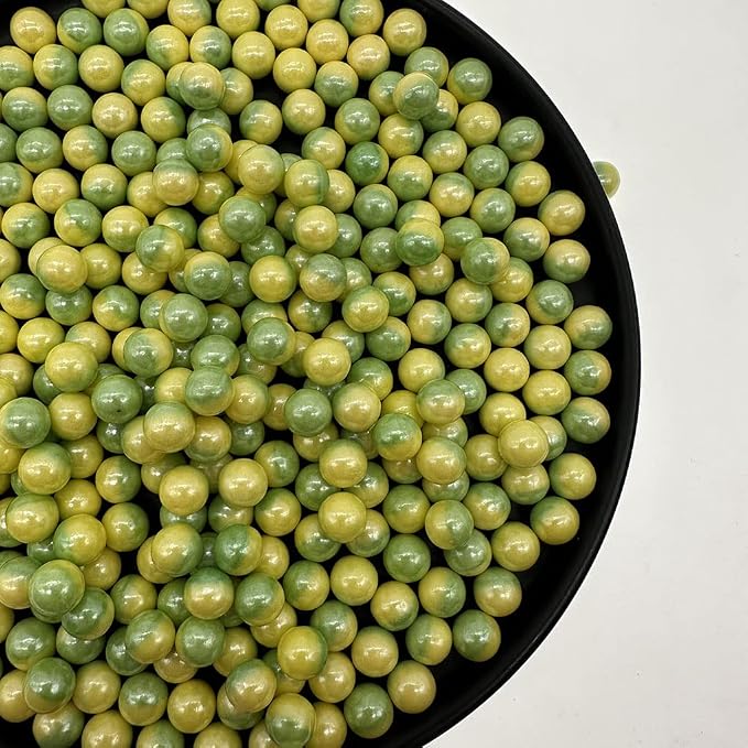 Christmas Sprinkles Yellow Green Edible Pearls Sprinkles for Wedding Cake Decorating Christmas Cake sprinkles,Cookie sprinkles,Sugar Pearl, Edible Candy Pearls 7mm 130g 4.6OZ for Cake Cupcake Decorationg (Green+Yellow)
