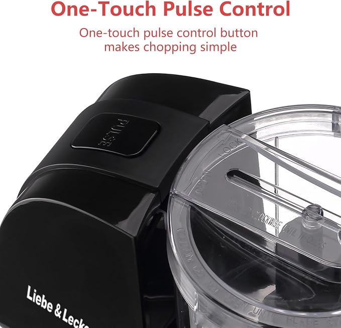 Liebe&Lecker Mini Food Processor 1.5 Cup Small Chopper Electric Mincer | Vegetable Chopper For Onions Garlic Meat Food Chopper Container Compact Size Single Serving Meal Prep Easy Clean