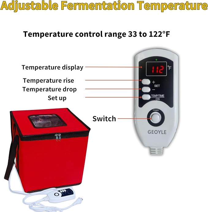 Foldable Proofing Box With Heater, 74l Large Bread Proofer with Temperature and Timer Controller, Zippered Sourdough Warmer for Bread, Pizza and Yoghurt Making,16.5 * 16.5 * 16.5in