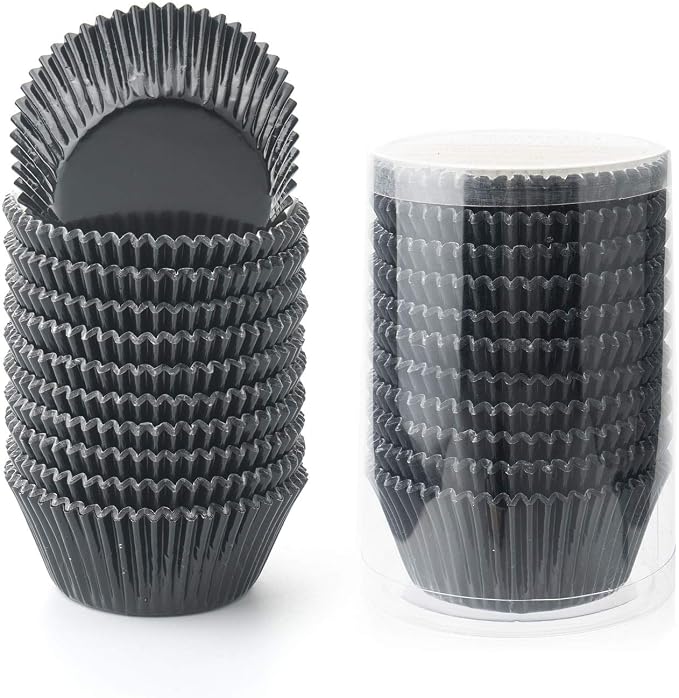 Gifbera Standard Black Foil Cupcake Liners Muffin Wrappers, 200-Count