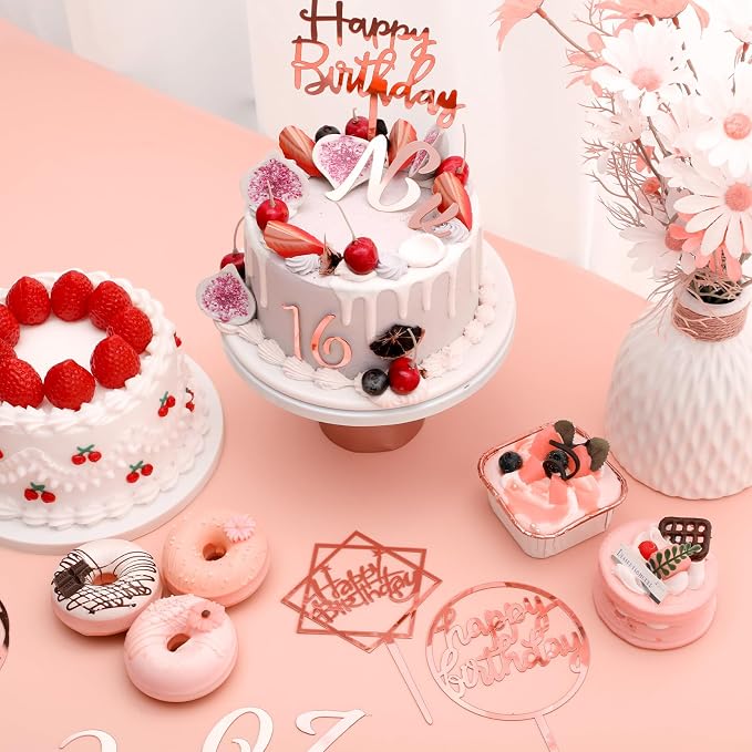 Teenyyou 68 Pcs Acrylic Alphabet Number Cake Topper 0-9 Number and A-z Letters Personalized Cake Picks Decor DIY Name Cupcake Toppers Graduation Wedding Baby Shower Party(Rose Gold)