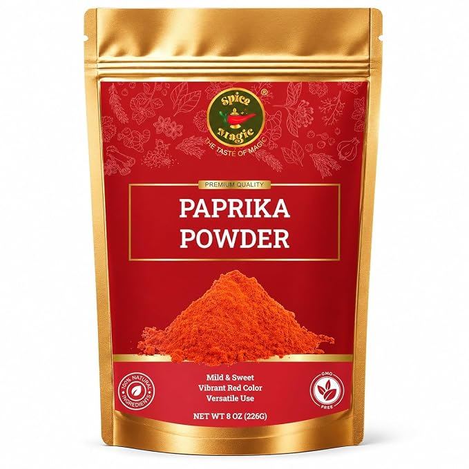 Spice Magic Sweet Paprika Powder 8 oz | Premium Spanish-Style Paprika | Mild, Sweet & Vibrant Red Color | Perfect for BBQ, Chicken, Vegetables, Soups & Sauces