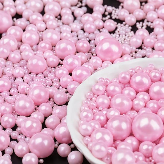 Pink Pearl Sprinkles for Cake Decorating, 6 Sizes Mix 4.6 oz Edible Pearls Sugar Cake Sprinkles for Ice Cream Baking Cupcake Cookies Dessert
