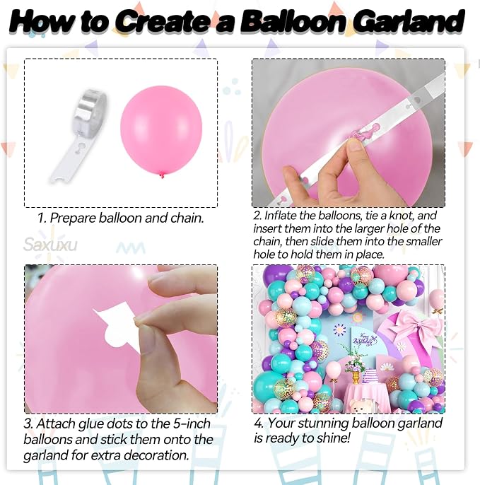Pink Purple Balloon Arch Kit, Pink Purple Blue Balloon Garland Arch Kit, Gold Confetti Balloons For Girls women Princess Birthday Baby Shower Neon Theme Party Wedding Bridal Shower Bachelorette Decor