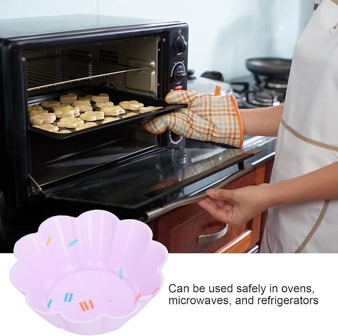 Silicone Cupcake Baking Cups, 20Pcs Reusable Small Muffin Liners Nonstick Pastry Muffin Molds Fancy Dessert Tray Petal Flower Set
