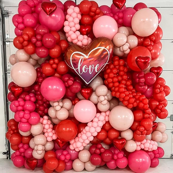 120pcs Red Balloon Arch Kit, 18 12 10 5 inch Red Latex Balloons Different Sizes Balloon Garland for Baby Shower Wedding Valentines Christmas Birthday Party Decorations