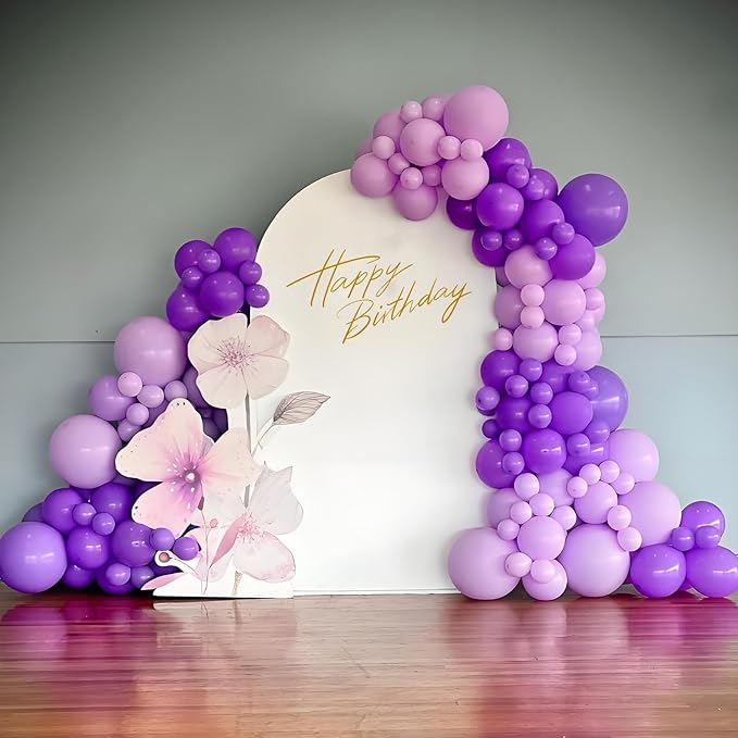 120pcs Purple Balloons, 18 12 10 5 inch Purple Balloons Different Sizes Balloon Arch Kit for Birthday Wedding Baby Shower Party Decorations