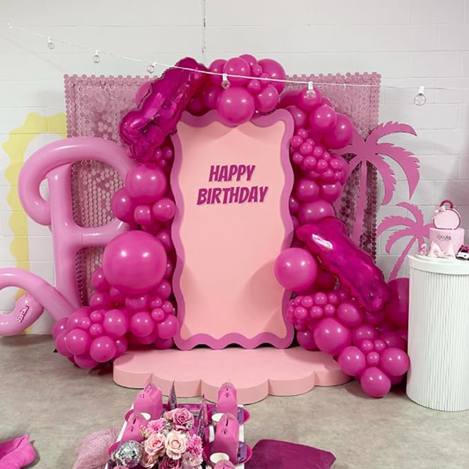 120pcs Hot Pink Balloon Arch Kit, 18 12 10 5 inch Hot Pink Latex Balloons Different Sizes Balloon Garland for Engagement Bridal Bachelorette Tropical Birthday Party Decorations