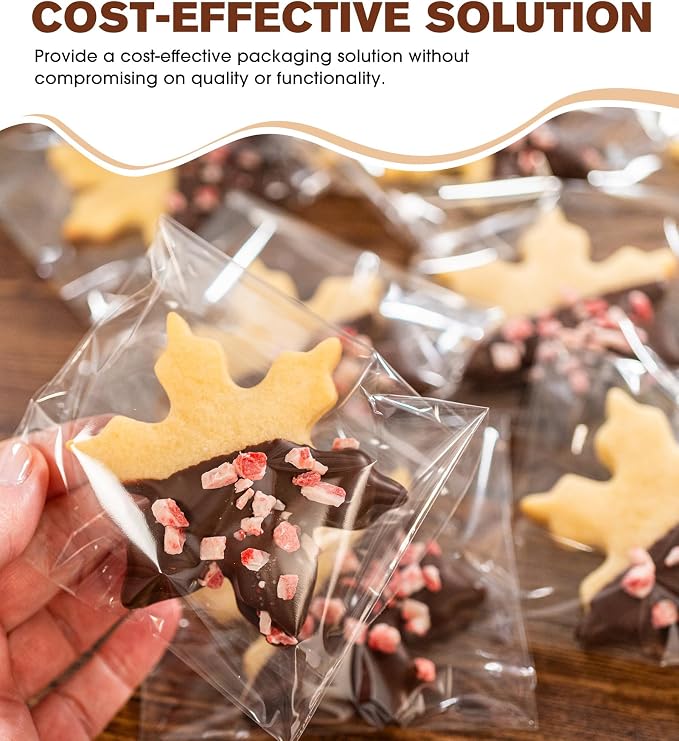 300 Pcs Clear Self Sealing Cellophane Bags, 5x6 Inches Cookie Bags Resealable Cellophane Bag for Packaging Cookies, Candy, Gifts, Favors and Products, 3 Mils Individual Self Adhesive Wrappers