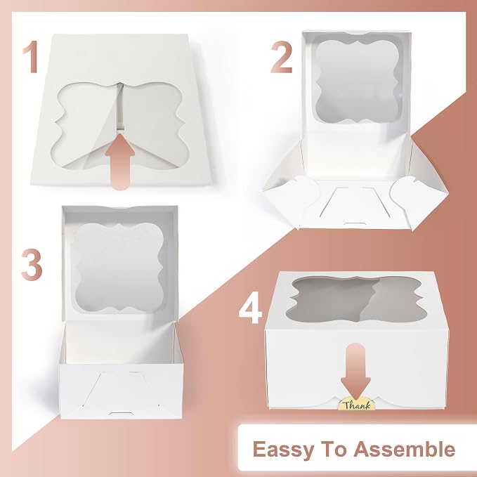 Leafiew 30 Pack 6x6x3 Bakery Boxes with Window – Small Cookie Boxes for Gift Giving – Treat Boxes for Small Cake, Pastry, Strawberries, Dessert, Candy, Charcuterie, Baked Goods and Food (White)