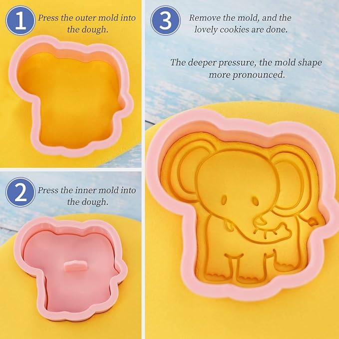 Forest Animal Cookie Cutters with Cookie Stamps 8 Pcs 3D Cartoon Cutter Molds for Fondant Biscuit Cheese Baking (Animal)