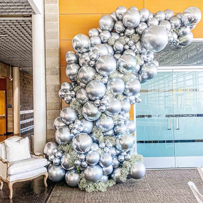 Voircoloria Metallic Silver Balloons, 66pack 12inch Chrome Silver Latex Party Balloons for Graduation, Wedding, Birthday, New Year, Baby Shower, Anniversary, Holiday Party Decorations