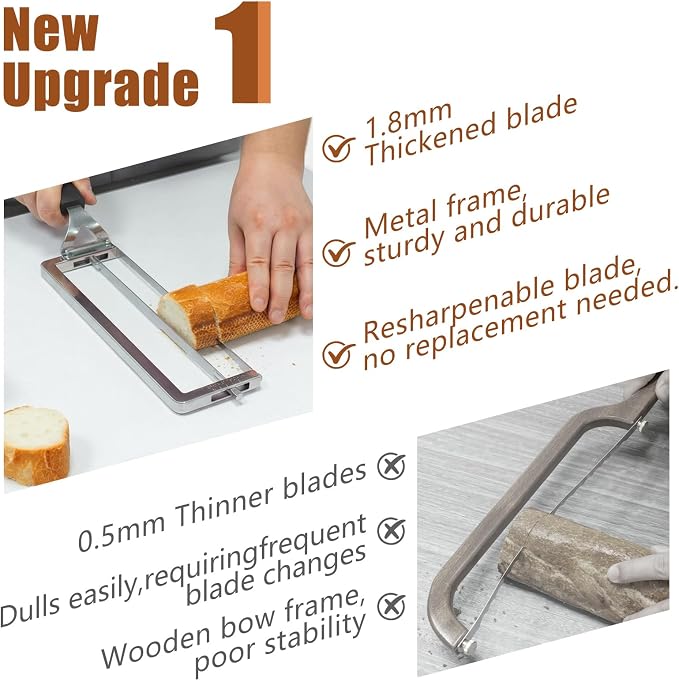 Adjustable Bread Slicer for Homemade Bread,Precision Adjustable Bread Knife With Slicing Guide, Metal Bow Frame,Sourdough Bread Knife Slicer for Homemade Bread, Sourdough, Bread Loaf,Bagels, Loaves