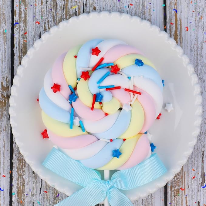 Red White and Blue Sprinkles - 6.53oz Patriotic 4th of July Sprinkles for Cake Decorating, Jimmies Nonpareils Stars Sanding Sugar Mix, Edible Cake Sprinkle for Baking Decor, Cookie, Cupcake, Ice Cream