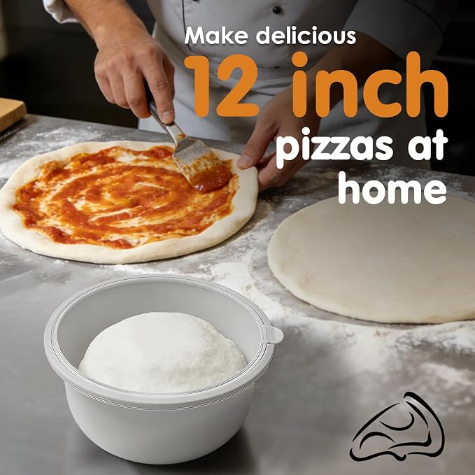 3Pcs Stackable Silicone Pizza Dough Proofing Proving Containers with Lids,Pizza Dough Proofing Box 700ml For Home Kitchen | Make 12" Pizzas (Grey)