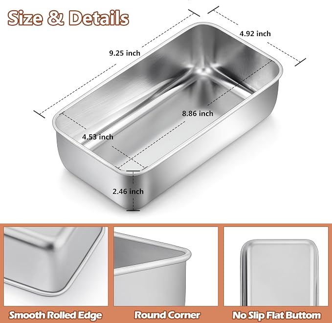 LIANYU 10 Pack Loaf Pans for Baking Bread, 9 x 5 Inch Stainless Steel Bread Loaf Pans for Sourdough, Cake Brownies, Heavy Duty Loaf Tins for Oven, Dishwasher Safe