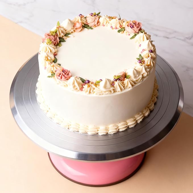Fdit Cake Decorating Turntable, 10 Inch Silent Bearing Revolving Cake Stand Rounded Edges for Cake Decorating Supplies for Home ()