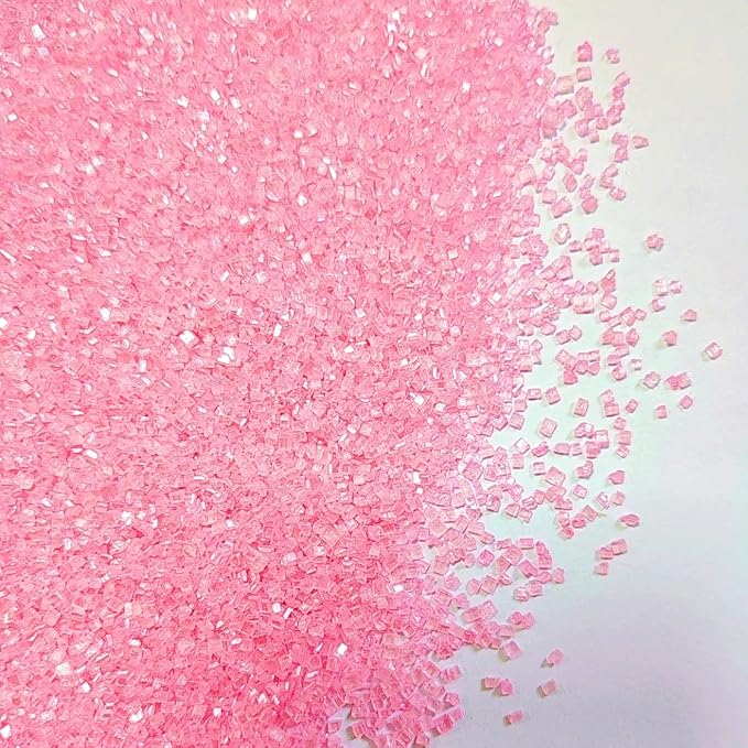 HeDeon&Rles Edible Pink Sanding Sugar Crystals for Baking 120g/4.23oz Sparkling Sugar Crystals Cake Cupcake Pancake Ice Cream Top Valentines Birthday Wedding Easter Halloween ChristmasCake Decoration
