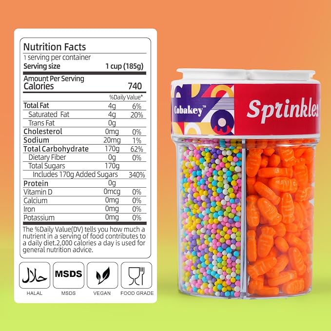 Easter Sprinkles Mix, 6.5oz Edible Carrot Bunny Sprinkles, Pastel Nonpareils and Confetti for Cake Decorating, Easter Baking, Ice Cream Cupcakes Topper & Spring Party Supplies- Pink Blue Green White Yellow