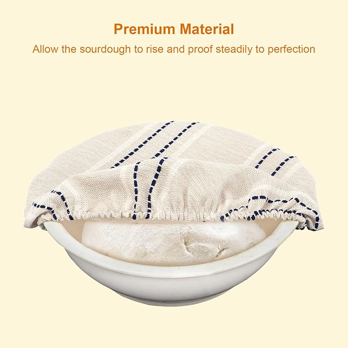 Reusable Bowl Covers for Bread Proofing, 9/10/13 Inches Bread Proofing Cover, 3 Pcs Linen Cotton Food Cover for Sourdough Proofing Basket, Food Storage Baking Supplies for Home Bakers