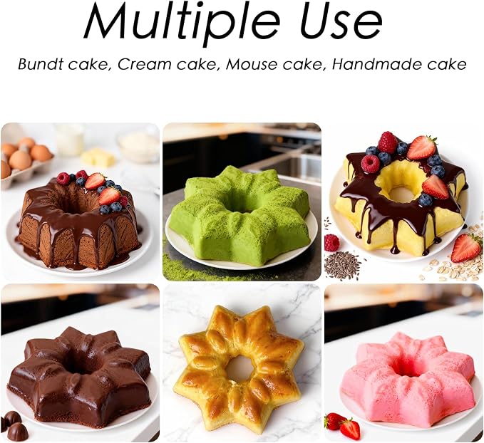 AVIDON 9.5inch Cake Pan, Fluted Tube Cake Pan for Cupcakes, Donuts, Muffins, 1 packs Non-stick Silicone Baking Molds (9.5 inch pan)