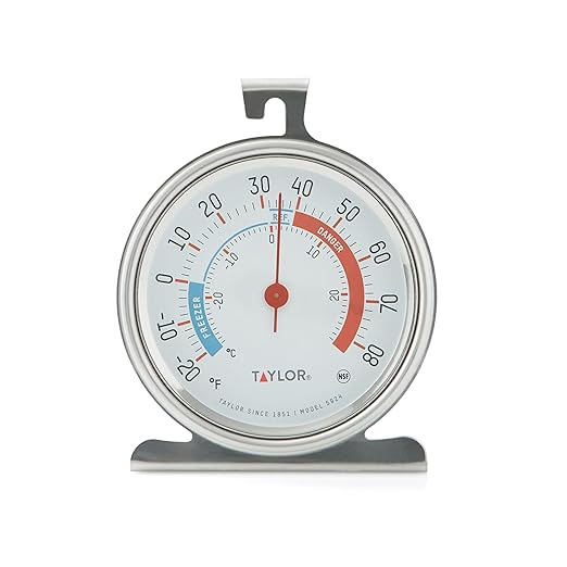 Taylor 5924 Large Dial Kitchen Refrigerator and Freezer Analog Thermometer, 3-Inch Dial, Easy to Read, Silver Finish, Accurate Temperature Monitoring