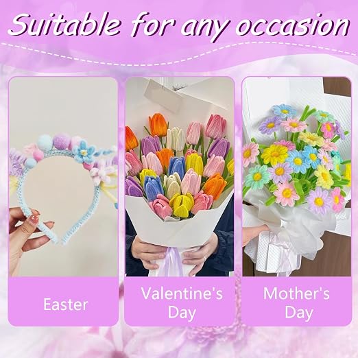 7 Color Macaron Pipe Cleaners Bulk with Pompoms - 900pcs Craft Kit Fluffy Fuzzy Wire and Pastel Pom Poms Chenille Stems for Arts & Crafts, Flowers School Classroom Christmas Party Supplies