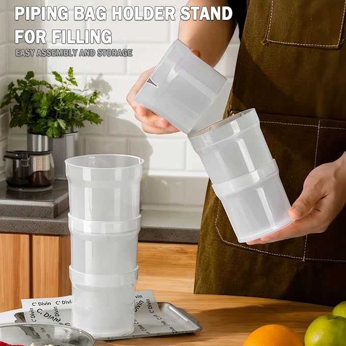 Pastry Piping Bag Holder Stand for Filling, Translucent Clear Plastic Cream Icing Bag Rack, Cake Decorating Tools (2 Pcs)