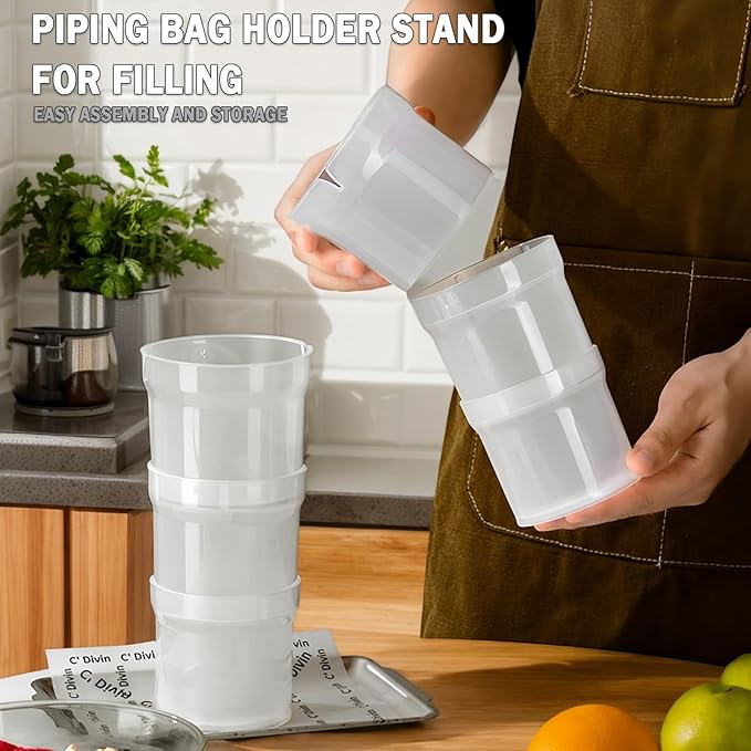 Pastry Piping Bag Holder Stand for Filling, Translucent Clear Plastic Cream Icing Bag Rack, Cake Decorating Tools (1 Pcs)