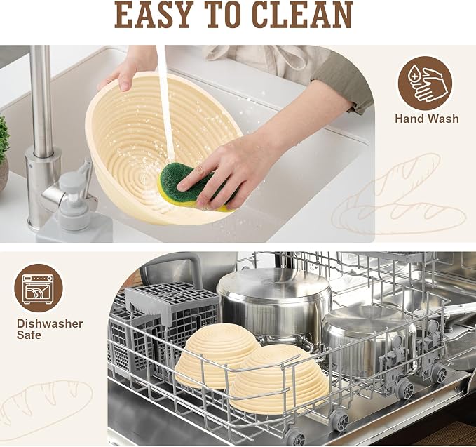 4PCS Silicone Banneton Bread Proofing Baskets, 9" Collapsible Round Sourdough Bread Baking Supplies, Non-Stick Dough Proofing Bowl Containers, Oven & Dishwasher Safe, BPA Free