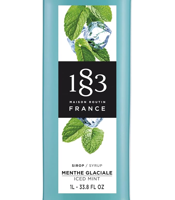1883 Iced Mint Syrup for Drinks, Made in France, 1 Liter Glass Bottle