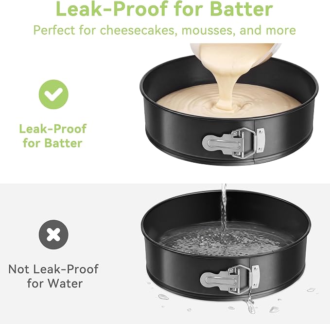USLAI Springform Pan, 6+8+10 Inch Nonstick Cheesecake Pan with Removable Bottom, Easy to Clean, Ideal for Baking Cakes, Pies and Quiches - Set of 3