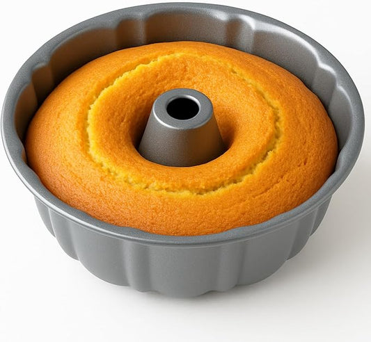 10-Inch Nonstick Cake Pan, Fluted Tube Pan for Pound & Ring Cakes | Heavy duty baking ring mold. Easy release non-stick tin for flawless angel food cake, coffee cakes, and jello molds.