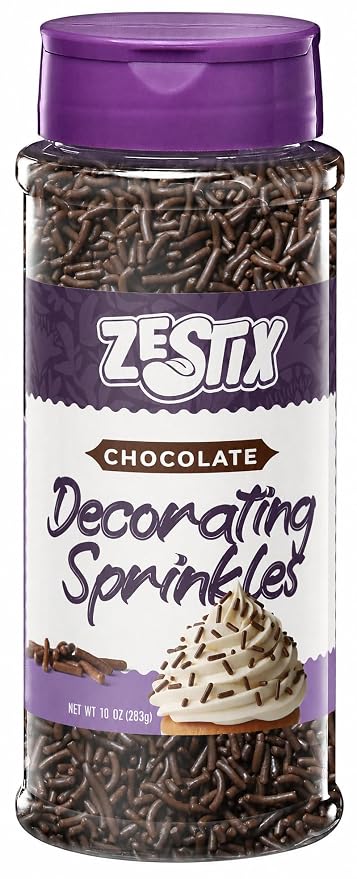 Chocolate Sprinkles – 10 oz Dessert Toppings for Ice Cream, Cake & Cookies – Chocolate Jimmies for Cupcakes, Sundaes, Brownies, Baking & Cake Decorations