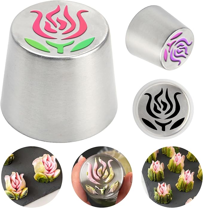 1Pack Extra Large Stainless Steel Rose Petal Piping Tip, Cotton Candy Paste Flower Bouquet Cream Nozzle for Cakes Cupcakes Desserts Puffs Tool for Cake Decoration Pastry Baking (XXL,Style 36)