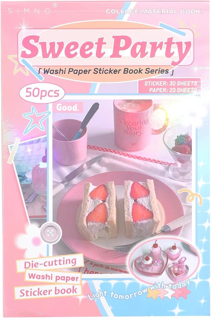 Girl's Korean Retro Sticker Book, Dessert Party Theme - 800+ Cute Fresh and Clean Style Old Items Stickers, for DIY Scrapbooking Journaling Handbook Decoration