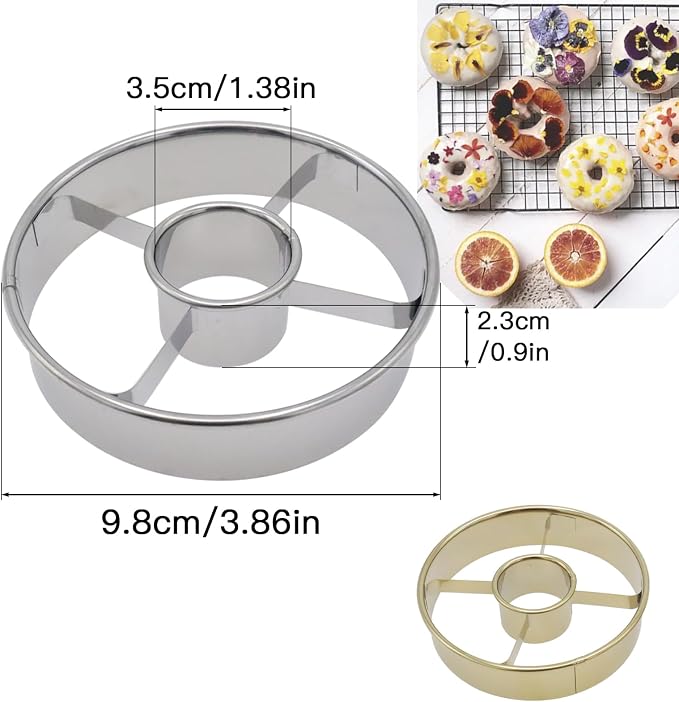 2 Pack Stainless Steel Donut Cutter, 3.86 Inch Doughnut Cutters Mold, Professional Baking Tool for Making Perfect Donuts, Bagels, Cookies, Biscuits, and More