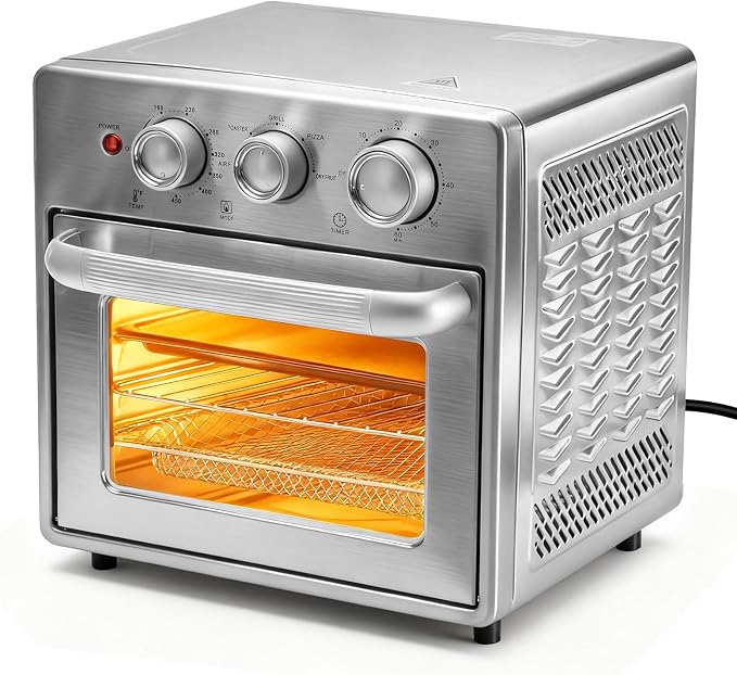NEWBULIG 17QT Air Fryer Toaster Oven Combo, 8-in-1 Multi-Function Air Fryer, Large Capacity Countertop Convection Oven, 450°F Fast Cooking, 60 Min Precision Timer for Healthy Delicious Meals