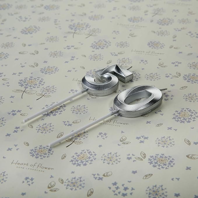 Silver 50th Birthday Candles, Number 50 Cake Topper for Men Birthday Decorations Party Decoration