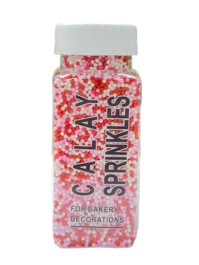 Sentovac 2mm Valentines Nonpareils Pearl Sugar Sprinkles for Cake Decorating Edible Cake Cupcake 1 Bottle 3.88oz/110g Sprinkles for Decorating
