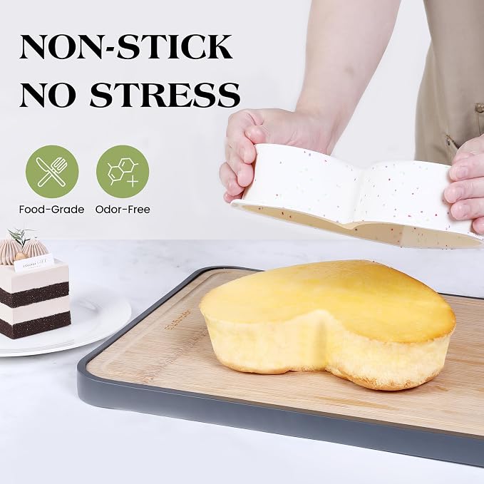 8 Inch Silicone Heart Shaped Cake Pans Small Heart Cake Pan Set Nonstick Silicone Heart Molds for Baking (2 Pcs, Cream)