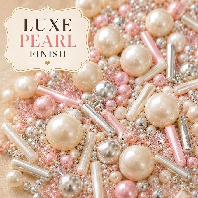 Confect Fusion Pink & Silver Sprinkles Mix - Pearl Sugar Cake Decorations, Dessert Toppings, Edible Confetti | Vegan, Gluten-Free, Nut-Free, Soy-Free, Dairy-Free, Palm Oil-Free- 4.2 Oz
