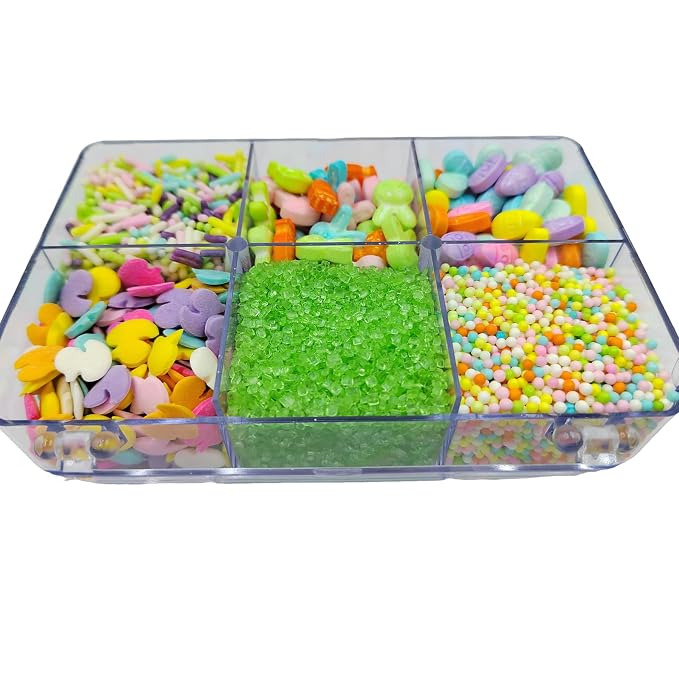 Easter Sprinkles, 6 Cell Spring Bunny Carrots Sprinkles for Cake Decorations, Edible Sprinkle Mix for Baking Cupcake Toppers Ice Cream Toppings and Cookie Decorating Easter Supplies