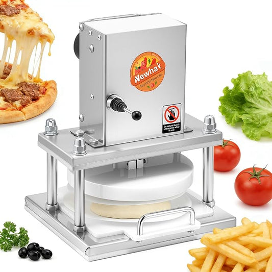 Newhai 8.6” Electric Pizza Dough Press Machine Commercial Dough Roller Sheeter Stainless Steel Pastry Bread Press Forming Processor for Bakery Home Restaurant Use