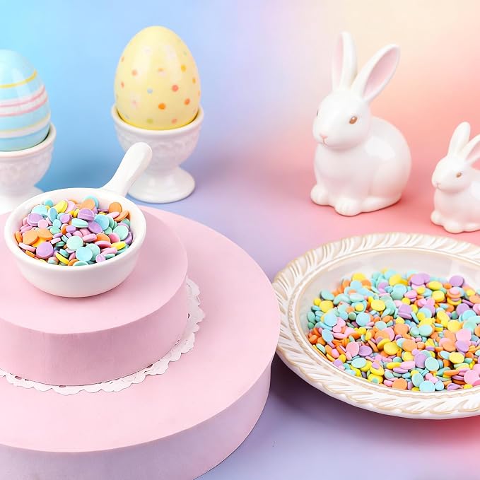 Pastel Confetti Sprinkles for Cake Decorating, Mix Edible Patel Rainbow Flat Round Funfetti, Ideal for Cookie, Macaron, Cupcake, Ice Cream Topping
